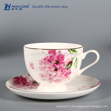 Red Painting Blumenmuster CAFE Gebraucht Fine Bone China Schöne Kaffeetassen und Untertassen Set